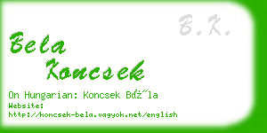 bela koncsek business card